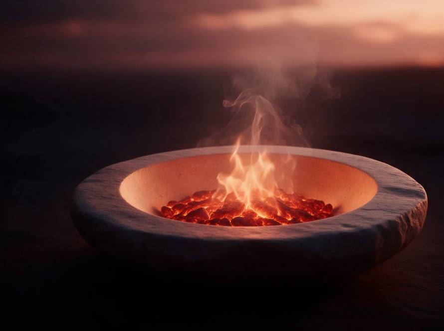 Braci e fiamma in una ciotola di pietra al tramonto: l’elemento Fuoco e l’estate nella Medicina Tradizionale Cinese